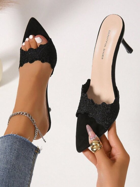 Shoes - Black Sexy Women's Open Toe Mesh Stiletto High Heel Sandal
